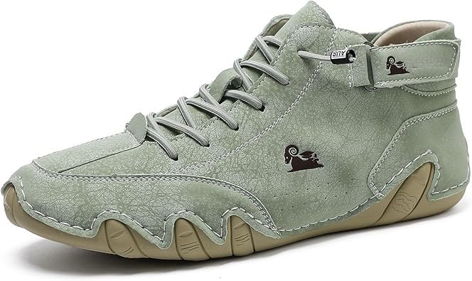 Ldeck Italian Handcrafted Suede High Top Boots For Men Non Slip And Breathable Outdoor Hiking Shoes Casual Leather Sneakers (light green, M, Adult, Men, 8, Numeric, US Footwear Size System, Medium)